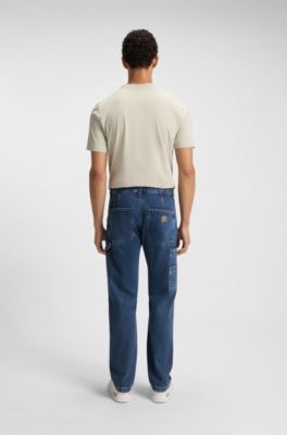 Regular-fit jeans in blue rigid denim, Blue