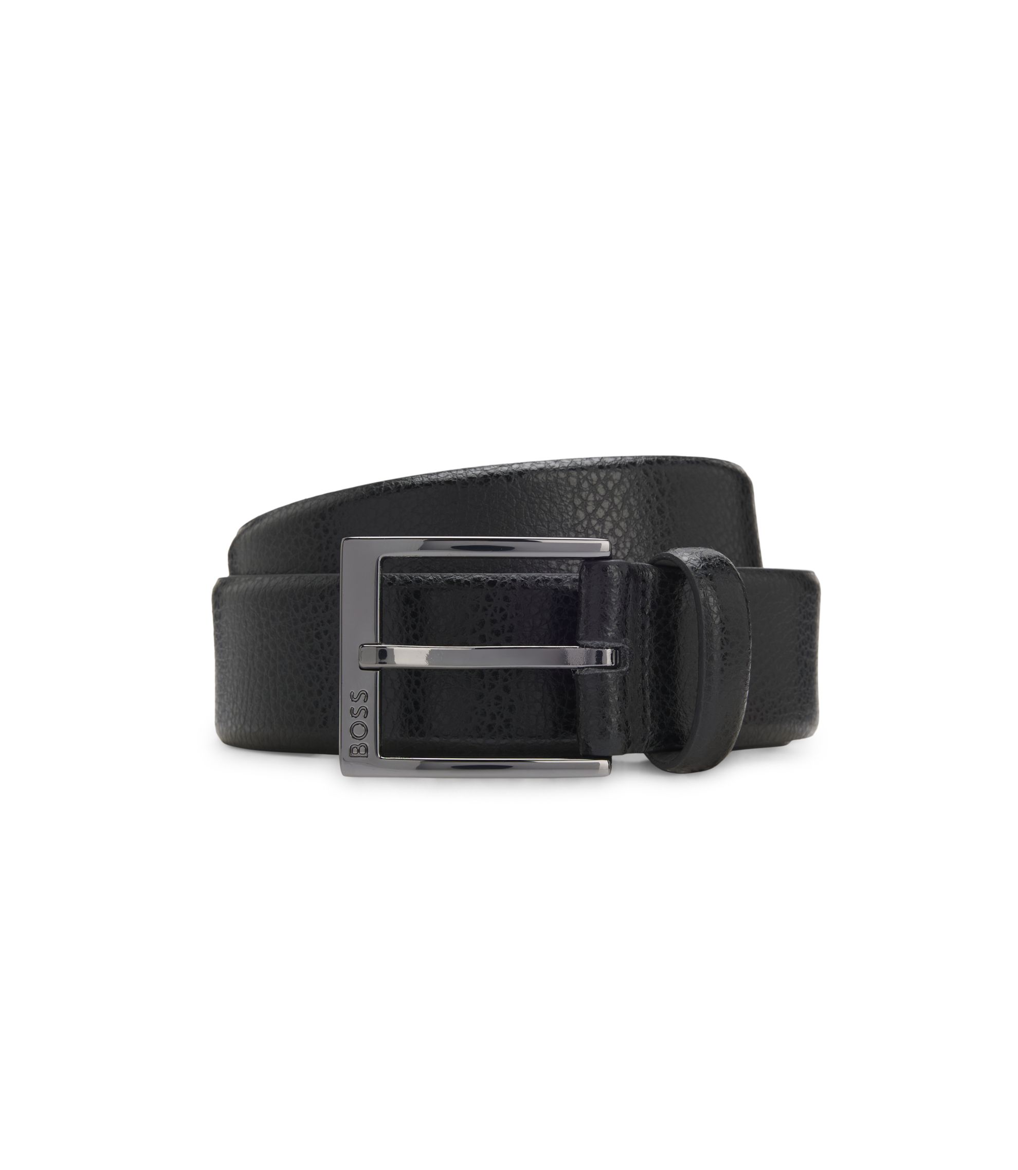 Gürtel aus genarbtem italienischem Leder mit Logo-Schließe