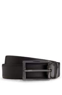 Reversible belt in brown and black leather, Black