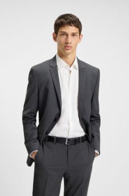 Italian-leather belt with logo-engraved buckle, Black