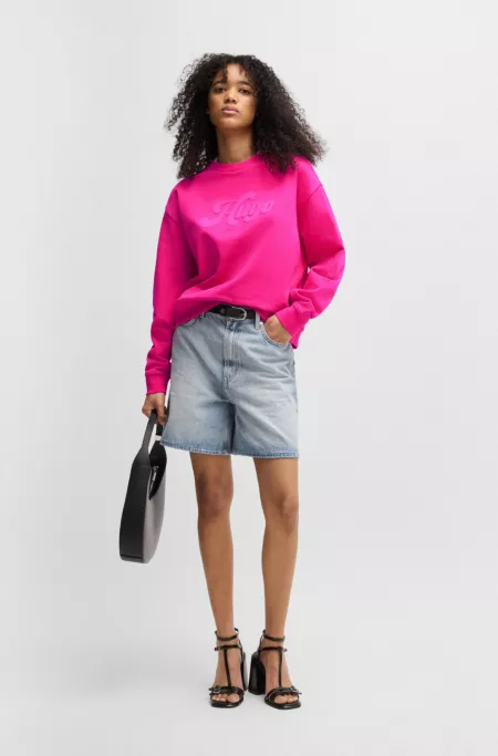 Relaxed-fit cotton-blend sweatshirt with retro logo