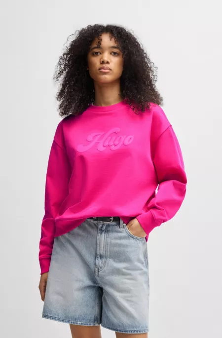 Relaxed-fit cotton-blend sweatshirt with retro logo