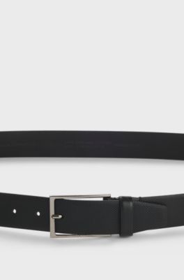 Italian-leather belt with printed structure, Black