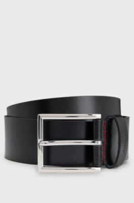 Smooth-leather belt with polished hardware, Black
