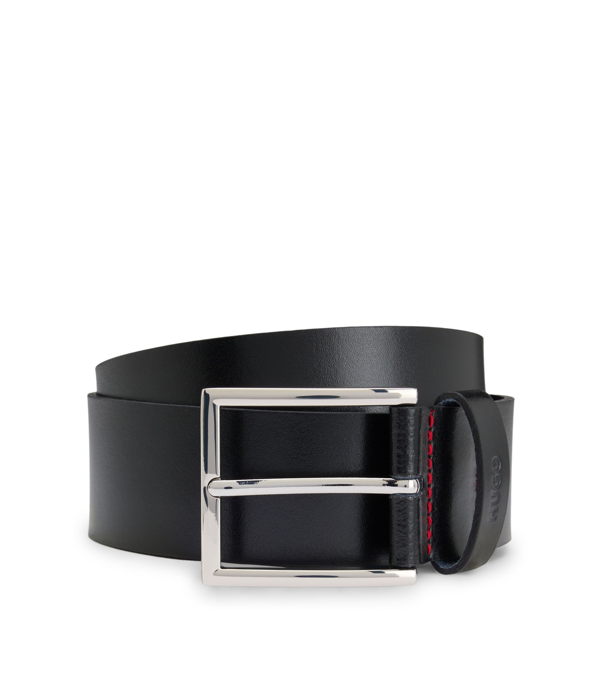 Gürtel aus Glattleder mit polierten Metalldetails