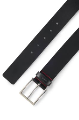 Smooth-leather belt with polished hardware, Black