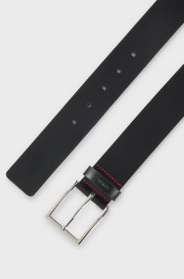 Smooth-leather belt with polished hardware, Black