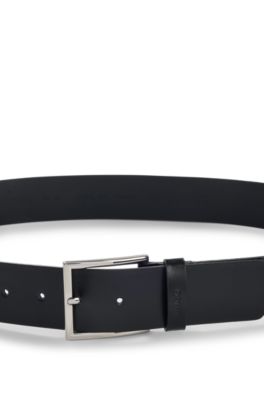 Smooth-leather belt with polished hardware, Black