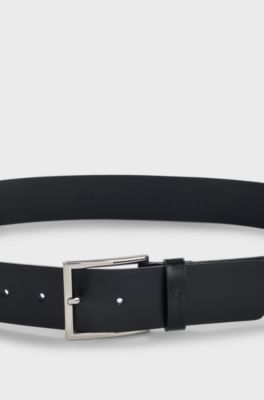 Smooth-leather belt with polished hardware, Black