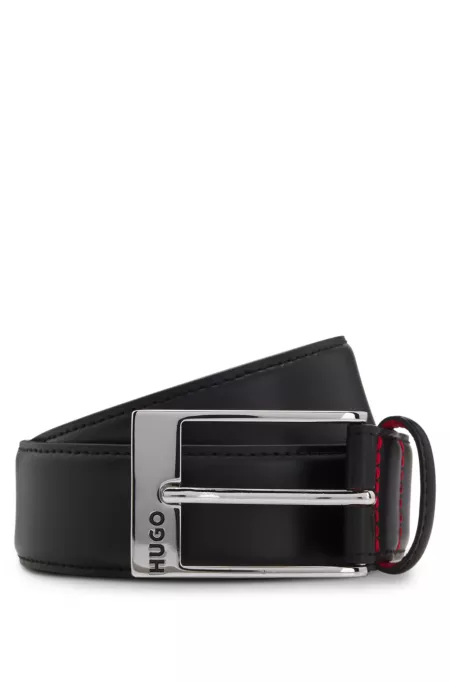 Ceinture en cuir verni avec doublure rouge