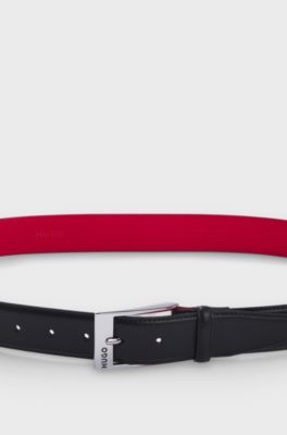Patent-leather belt with red lining, Black
