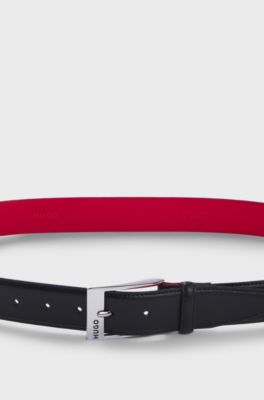 Patent-leather belt with red lining, Black