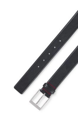 Hugo Grained-leather belt with silver-tone hardware klassiska skärp herr – bild 2