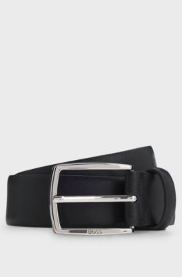Leather belt with embossed structure, Black