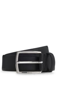Leather belt with embossed structure, Black
