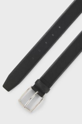 Leather belt with embossed structure, Black