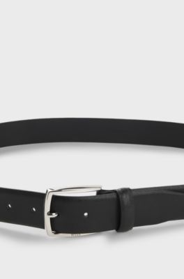 Leather belt with embossed structure, Black