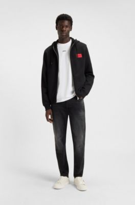 Sneakers van imitatieleer met rode logovlag, Wit