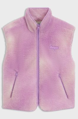 Teddy gilet with printed cloud effect, light pink