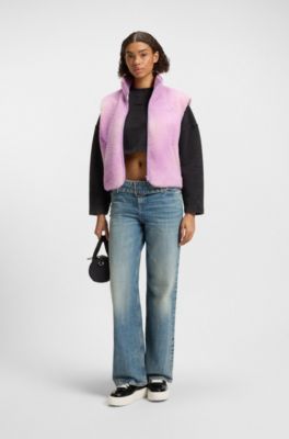 Teddy gilet with printed cloud effect, light pink