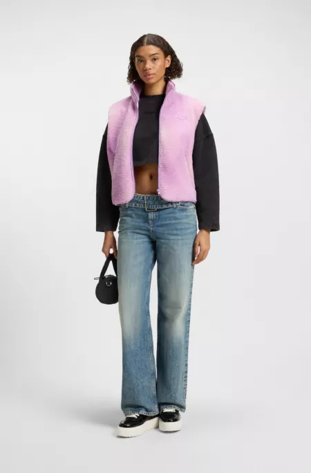 Doudoune sans manches en peluche à imprimé effet nuage