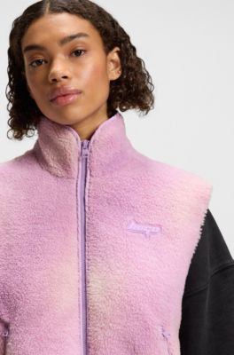 Teddy gilet with printed cloud effect, light pink