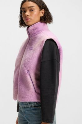 Teddy gilet with printed cloud effect, light pink