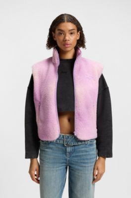 Teddy gilet with printed cloud effect, light pink