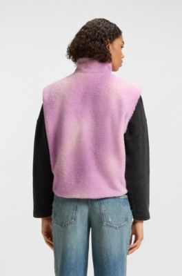 Teddy gilet with printed cloud effect, light pink