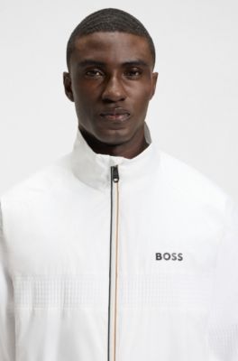 Water-repellent tracksuit set with logo details, White