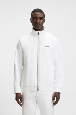 Water-repellent tracksuit set with logo details, White