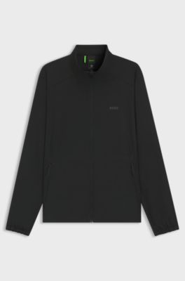Water-repellent zip-up jacket with four-way stretch, Black