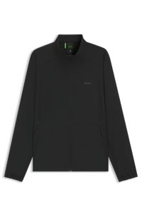 Water-repellent zip-up jacket with four-way stretch, Black