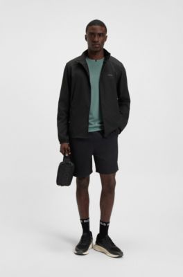 Water-repellent zip-up jacket with four-way stretch, Black