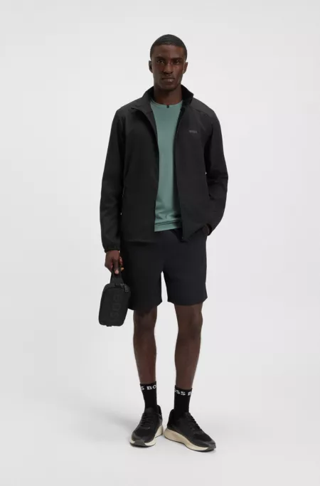Water-repellent zip-up jacket with four-way stretch