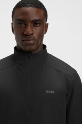 Water-repellent zip-up jacket with four-way stretch, Black