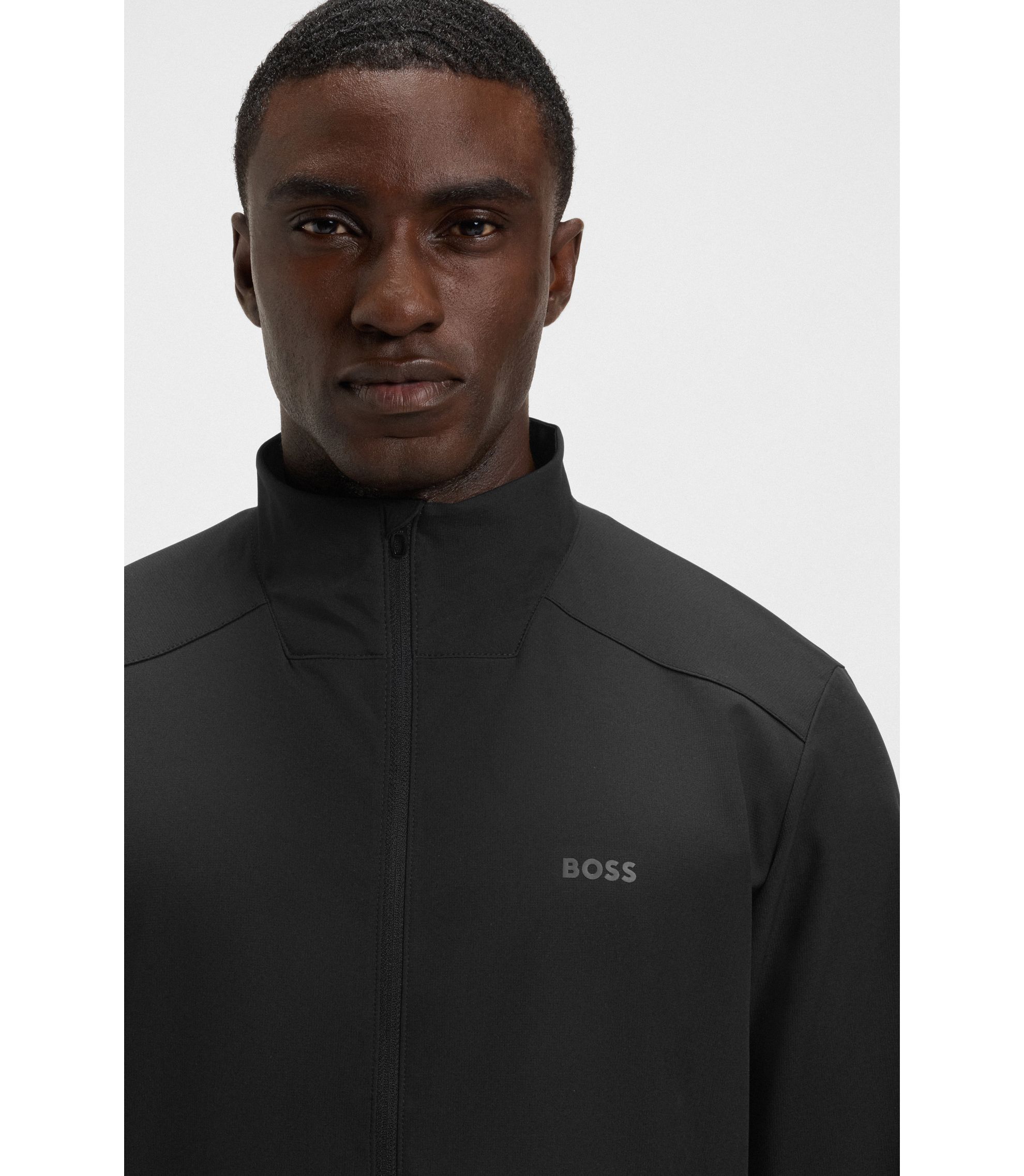 BOSS - Water-repellent zip-up jacket with four-way stretch - Black
