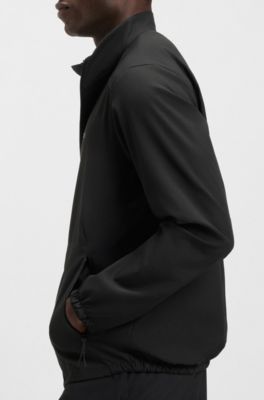 Water-repellent zip-up jacket with four-way stretch, Black