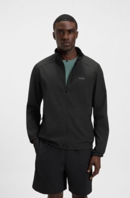 Water-repellent zip-up jacket with four-way stretch, Black