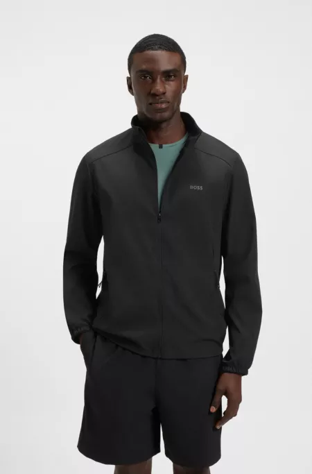 Water-repellent zip-up jacket with four-way stretch