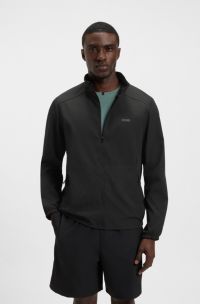 Water-repellent zip-up jacket with four-way stretch, Black
