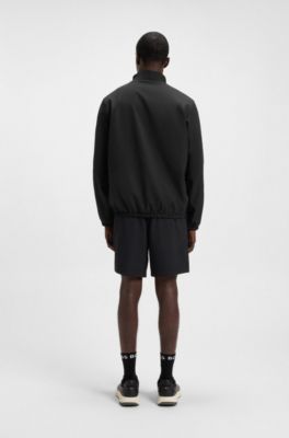Water-repellent zip-up jacket with four-way stretch, Black