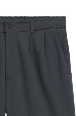 Pleat-front shorts in easy-iron jersey, Dark Grey