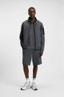 Pleat-front shorts in easy-iron jersey, Dark Grey