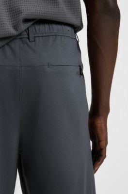 Pleat-front shorts in easy-iron jersey, Dark Grey