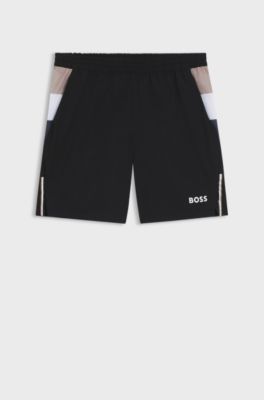 Actieve tennisshort van stretchstof met vochtregulatie, Zwart