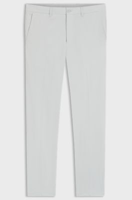 Slim-fit chinos in stretch seersucker, Light Grey