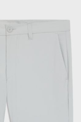 Chino slim fit in seersucker elasticizzato, Grigio chiaro