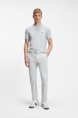 Slim-fit chinos in stretch seersucker, Light Grey