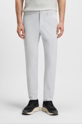 Slim-fit chinos in stretch seersucker, Light Grey